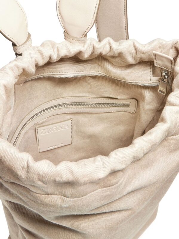 Zegna drawstring-fastening linen backpack - Image 3