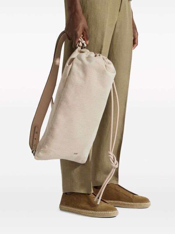 Zegna drawstring-fastening linen backpack - Image 2