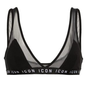 DSQUARED2 logo-underband panelled-mesh bra