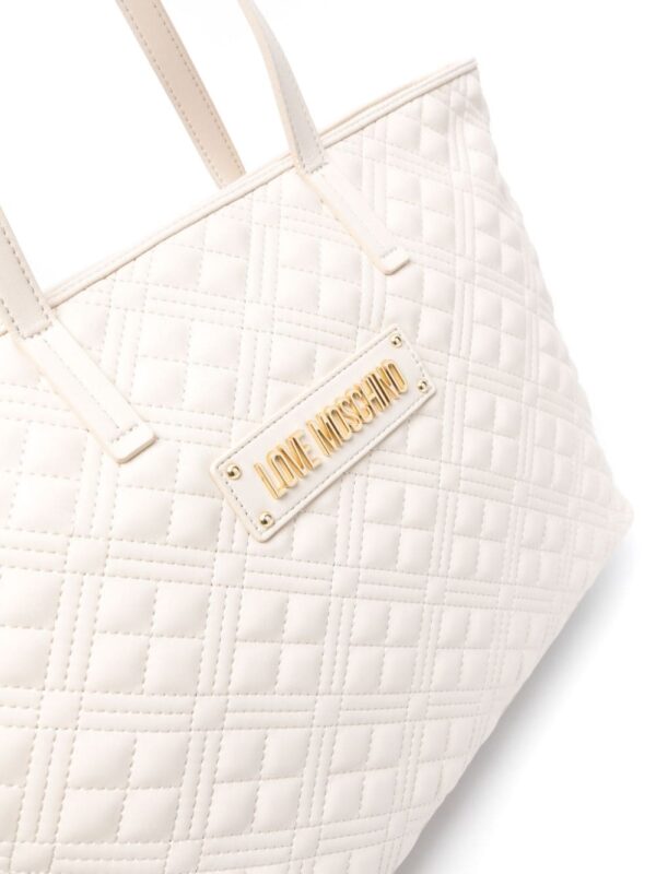 Love Moschino logo-lettering quilted tote bag - Image 4
