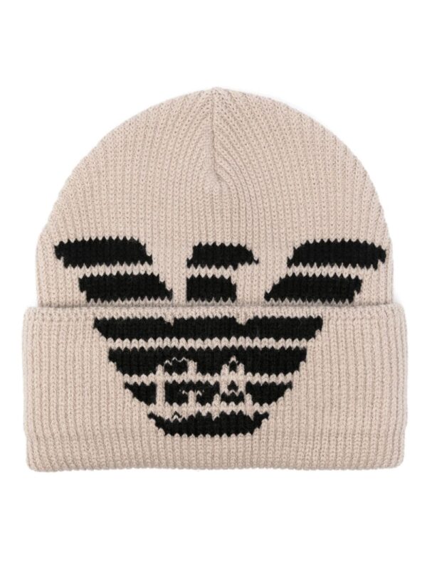 Emporio Armani logo-intarsia ribbed-knit beanie