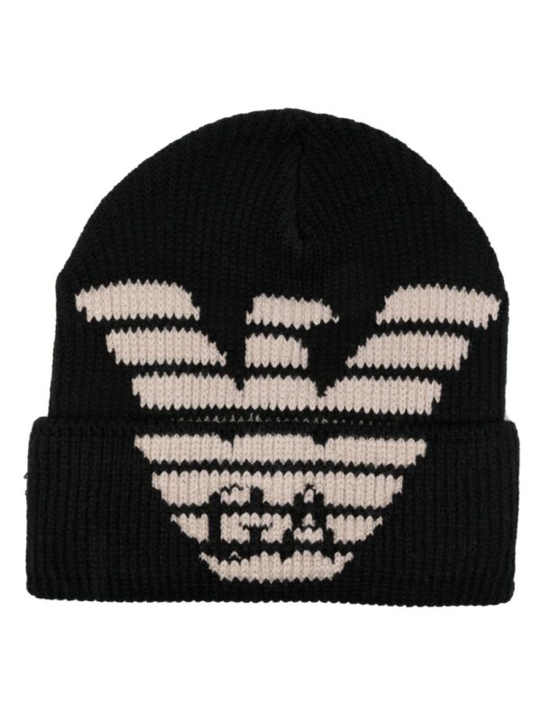 Emporio Armani logo-intarsia ribbed-knit beanie