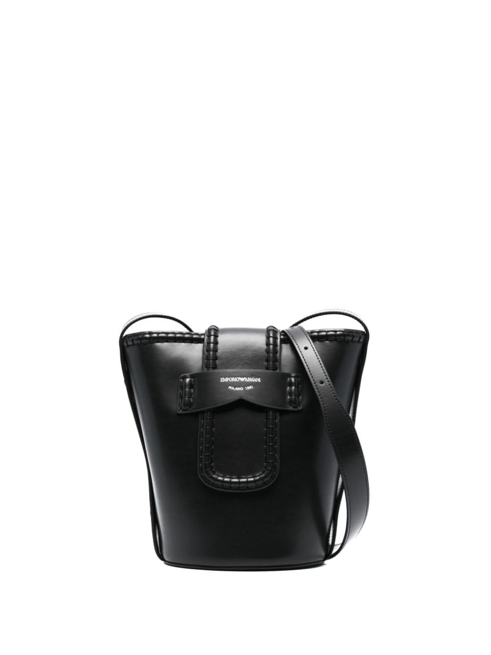 Emporio Armani logo-stamp leather bucket bag
