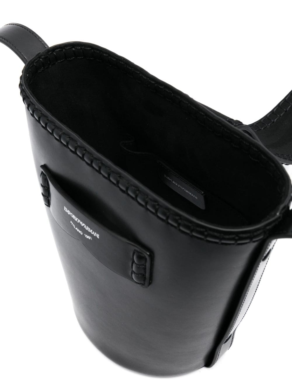 Emporio Armani logo-stamp leather bucket bag - Image 5