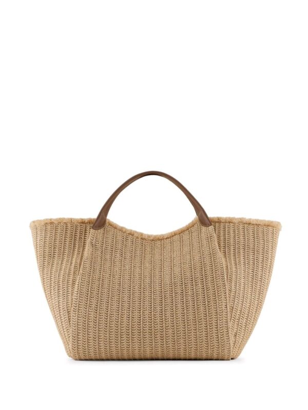 Emporio Armani logo-charm straw tote bag - Image 3