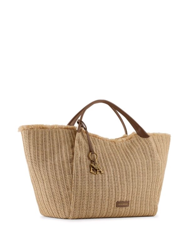 Emporio Armani logo-charm straw tote bag - Image 2