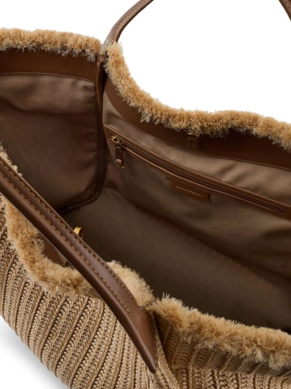 Emporio Armani logo-charm straw tote bag - Image 4