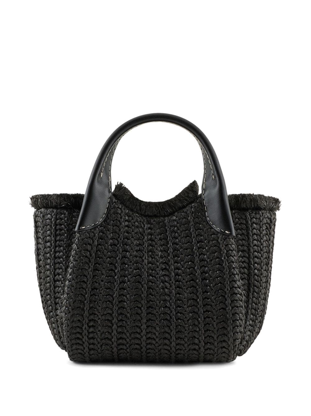 Emporio Armani logo-charm woven straw tote bag - Image 4