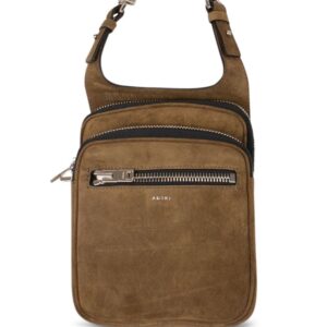 AMIRI logo-stamp suede hip pouch