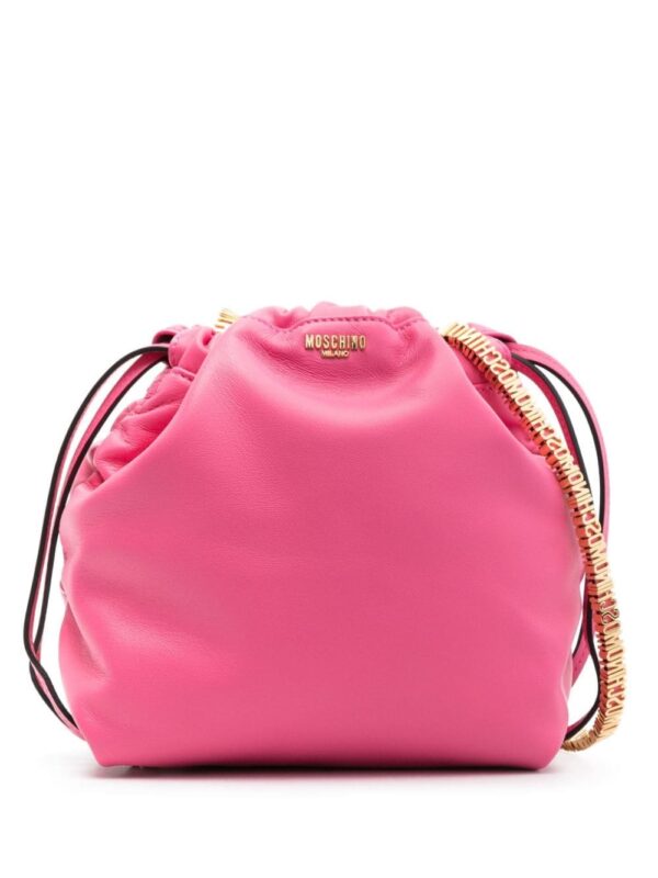 Moschino logo-chain leather shoulder bag