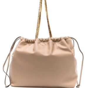 Moschino logo-lettering leather tote bag