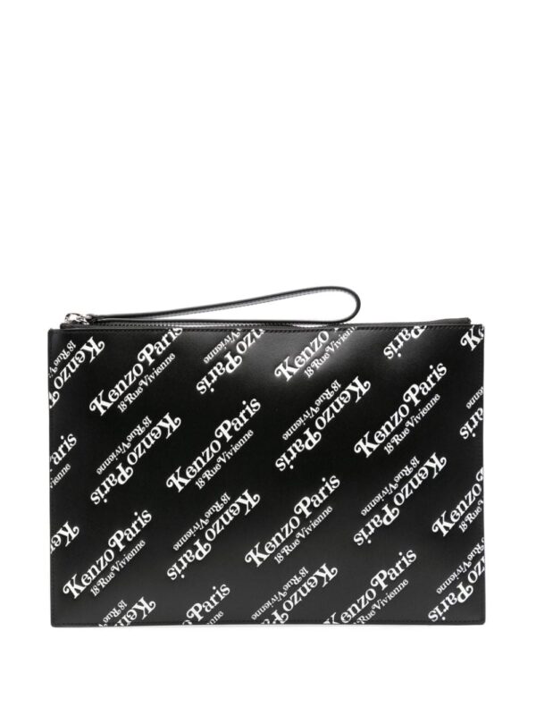 Kenzo Kenzogram-print leather clutch bag