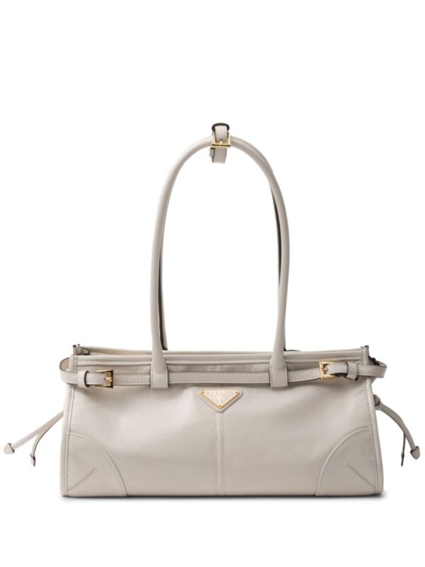 Prada medium enamel triangle logo two-way bag