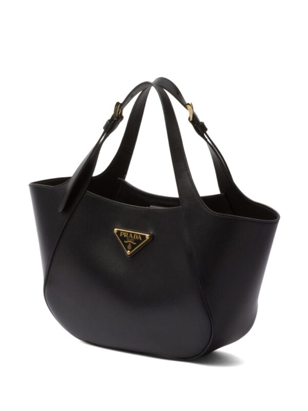 Prada medium enamel triangle logo leather tote bag - Image 5