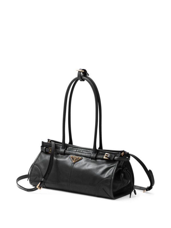 Prada enamel triangle-logo leather tote bag - Image 4