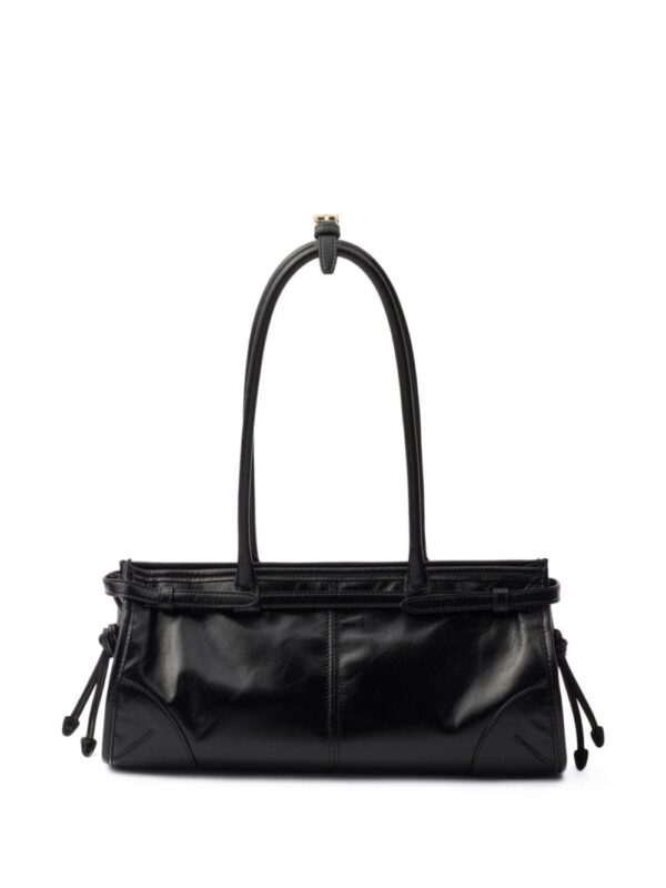 Prada enamel triangle-logo leather tote bag - Image 2