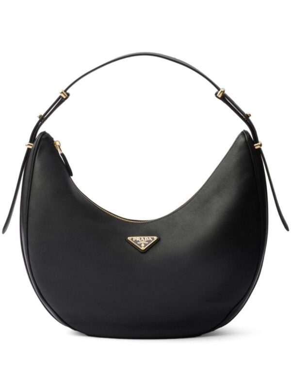 Prada large logo-plaque leather shoulder bag