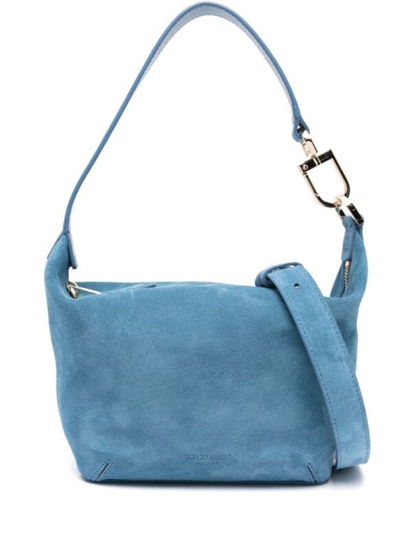 Giorgio Armani logo-debossed suede bag