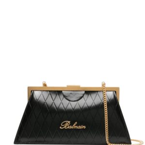 Balmain grid-embossed leather clutch bag