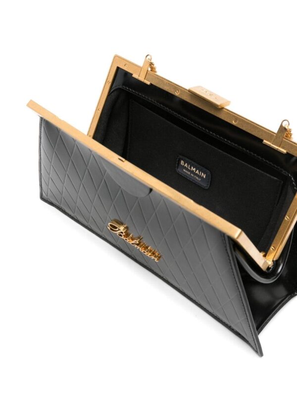 Balmain grid-embossed leather clutch bag - Image 5