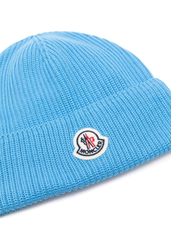 Moncler logo-patch cotton beanie - Image 2