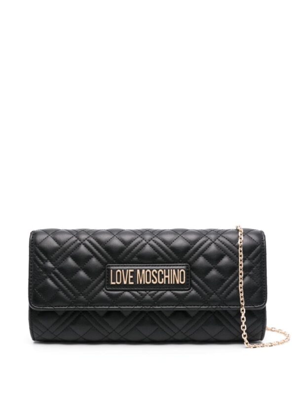 Love Moschino logo-lettering quilted clutch bag