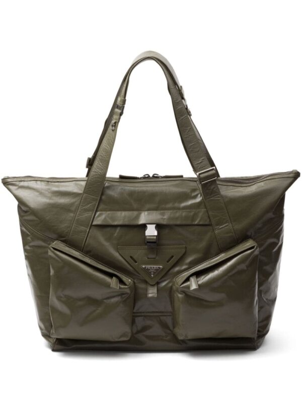 Prada PRADA SHINY LRG SIDE POCKETS TOTE BAG GREEN