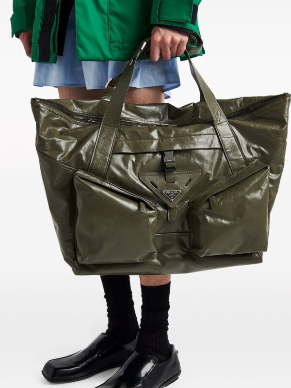 Prada PRADA SHINY LRG SIDE POCKETS TOTE BAG GREEN - Image 3