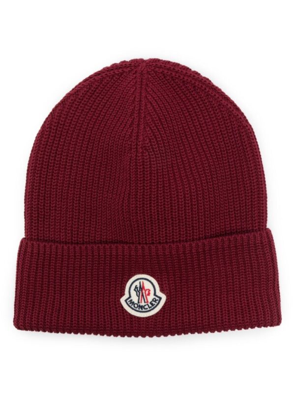 Moncler logo-patch cotton beanie