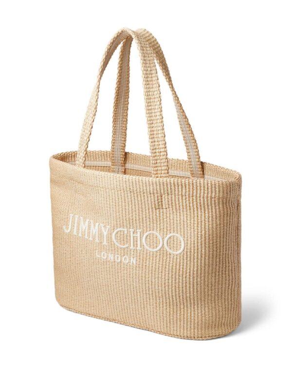 Jimmy Choo logo-embroidered raffia beach bag - Image 4