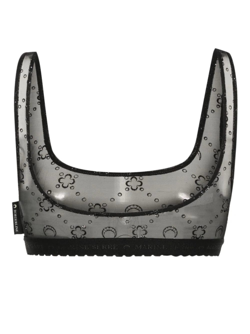 Marine Serre Moonogram flocked tulle bralette - Image 2