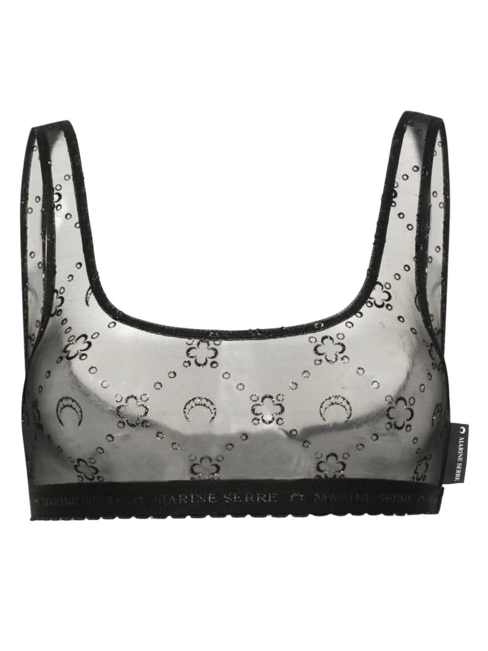 Marine Serre Moonogram flocked tulle bralette