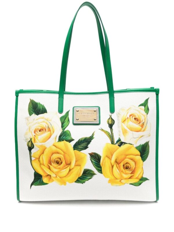 Dolce & Gabbana rose-print canvas tote bag