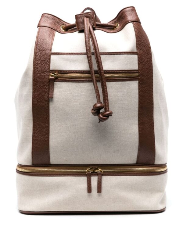 Eleventy leather-trim canvas backpack