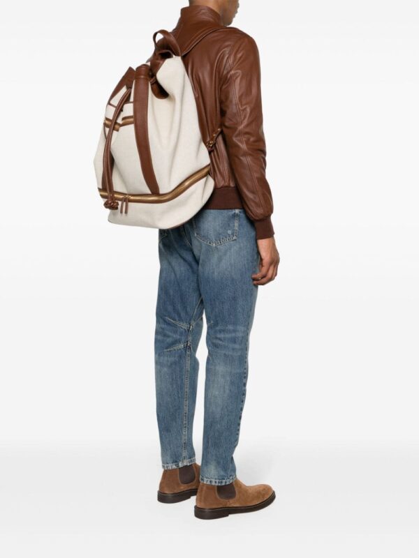 Eleventy leather-trim canvas backpack - Image 2