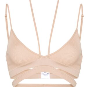 ANDREĀDAMO ribbed strappy halterneck bra