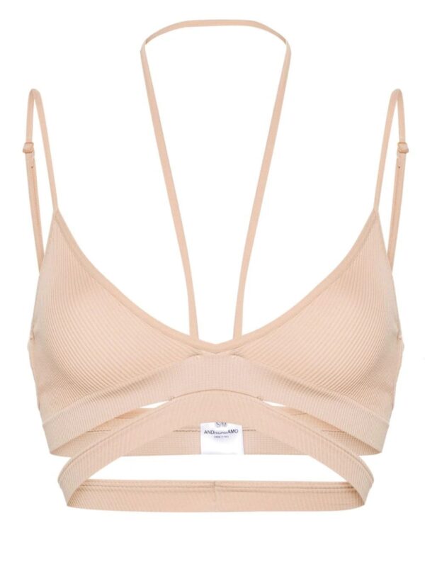 ANDREĀDAMO  ribbed strappy halterneck bra