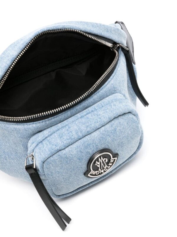 Moncler logo-patch denim belt bag - Image 5