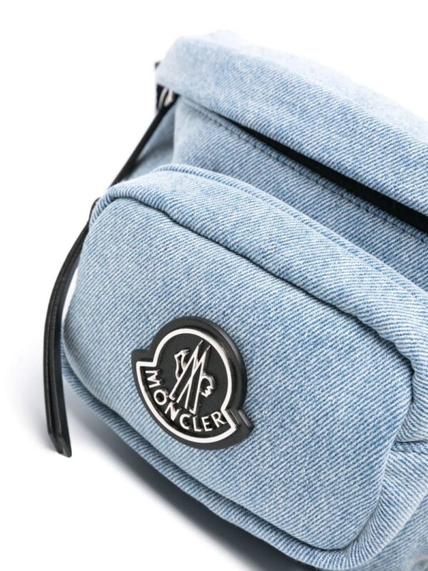 Moncler logo-patch denim belt bag - Image 4