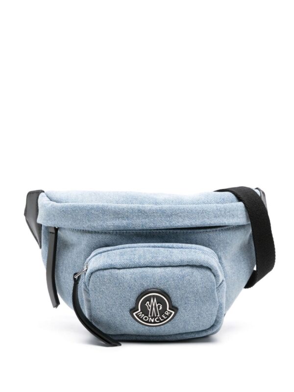 Moncler logo-patch denim belt bag