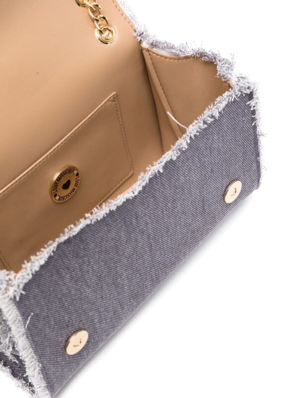 Love Moschino logo-lettering denim shoulder bag - Image 4