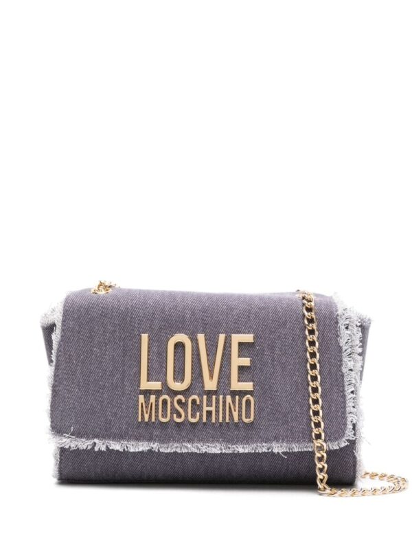 Love Moschino logo-lettering denim shoulder bag