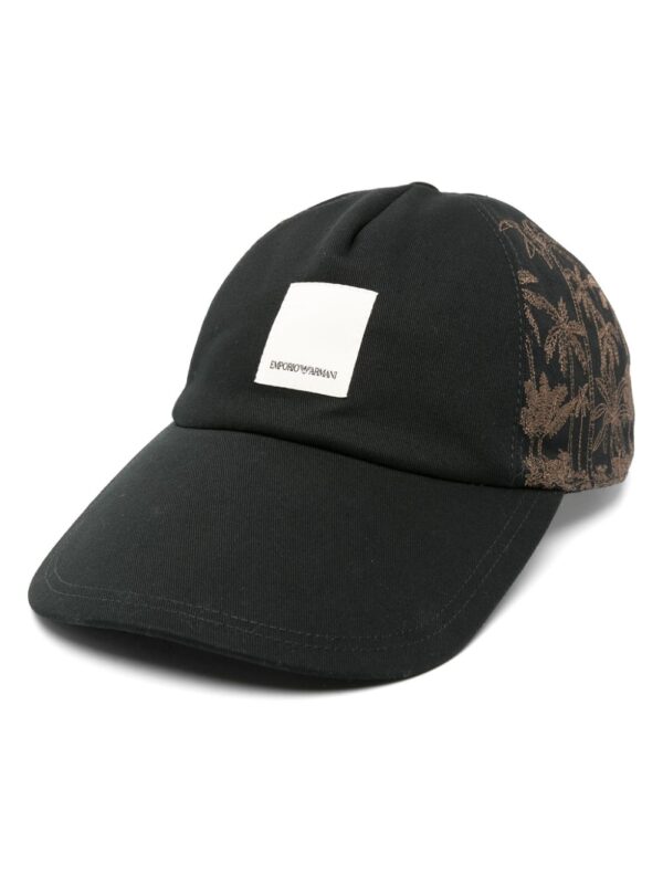 Emporio Armani palm tree-embroidered cotton cap
