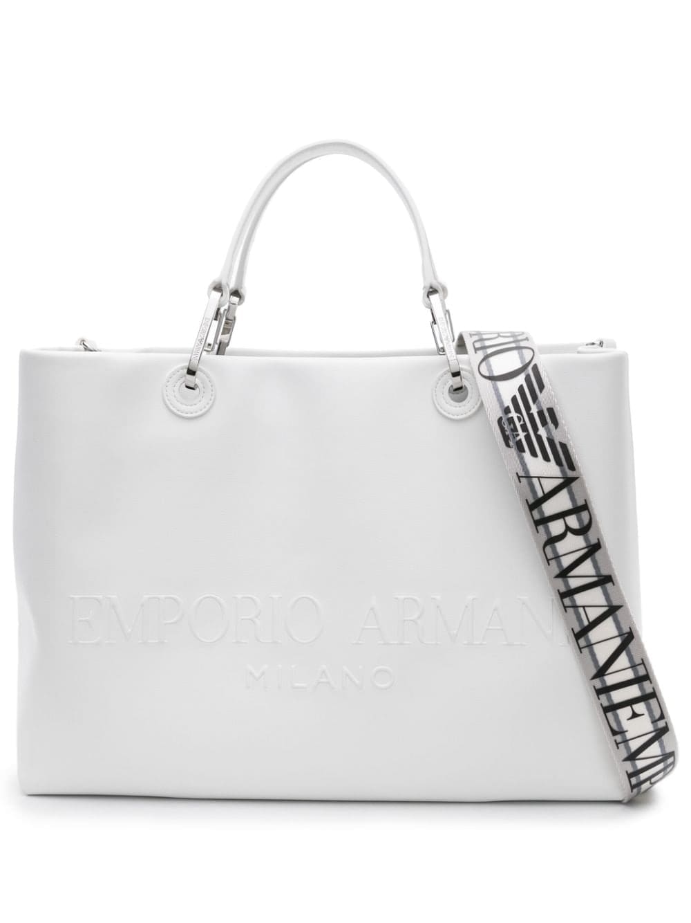 Emporio Armani logo-embossed leather tote bag