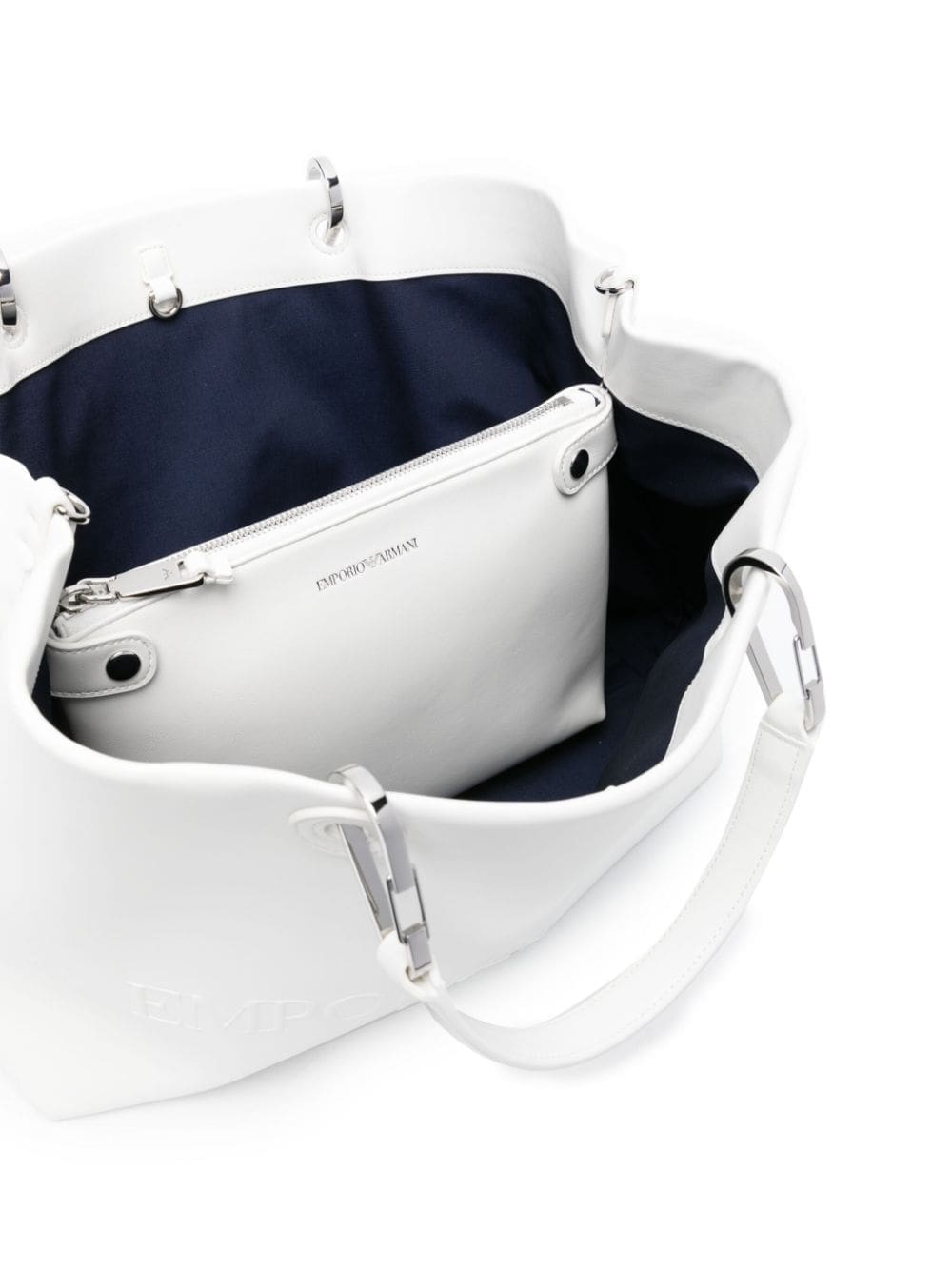 Emporio Armani logo-embossed leather tote bag - Image 4