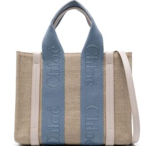 Chloé small Woody linen tote bag