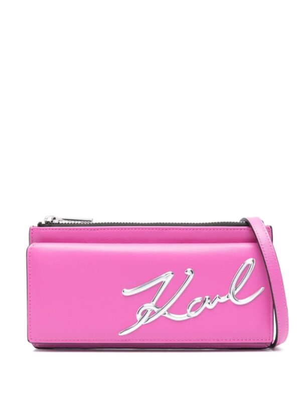 Karl Lagerfeld K/Signature leather crossbody wallet
