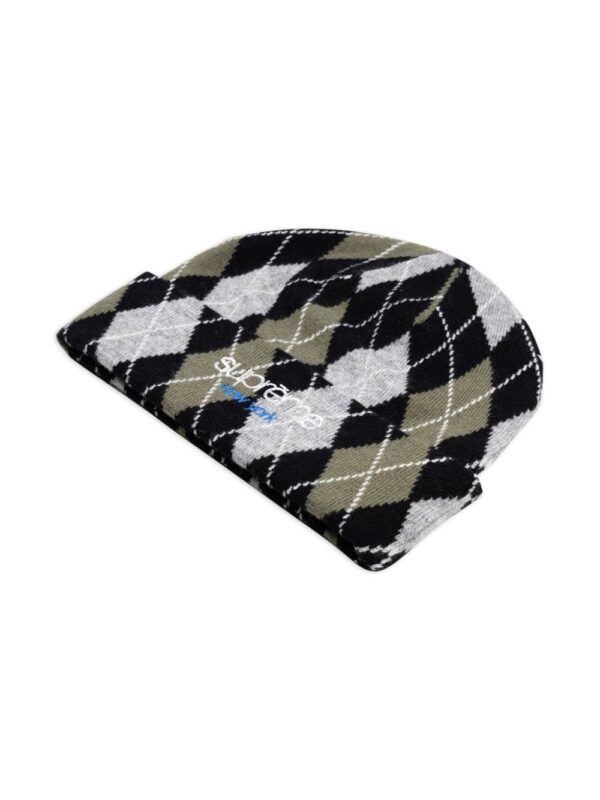 Supreme "Black" argyle-check cashmere beanie - Image 3