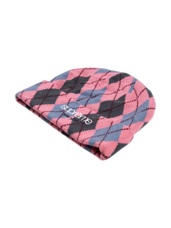 Supreme "Dusty Magenta" argyle-check cashmere beanie - Image 3