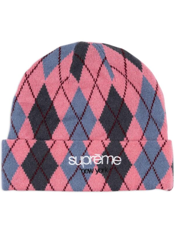Supreme "Dusty Magenta" argyle-check cashmere beanie